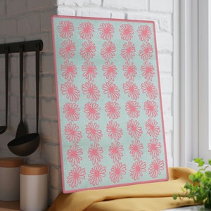 Vintage Pyrex Pink Daisy Pattern Influenced Design Vintage Style Tempered Glass Kitchen Work Top Saver, Cutting Board, Chopping Board image 6