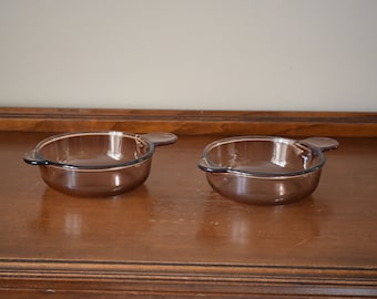 Set of 2 Vintage Corningware Visions Amber 24oz P-240-B Large Grab It / Grabbit Bowls