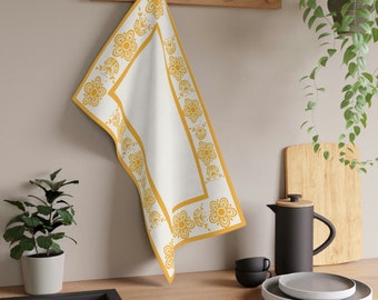 Vintage Pyrex Butterfly Gold Style Pattern Influenced Design Style Kitchen Towel | Tea Towel | Kitchen Cloth | Drying Cloth