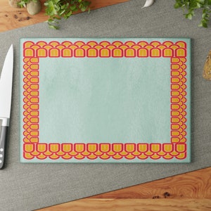 Vintage Pyrex Arches Pattern Influenced Design Vintage Style Tempered Glass Kitchen Work Top Saver, Cutting Board, Chopping Board  2 x Sizes
