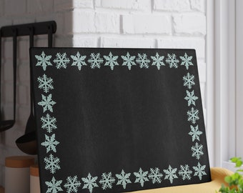 Vintage Pyrex Black Snowflake Pattern Influenced Tempered Glass Kitchen Work Top Saver, Cutting Board, Chopping Board