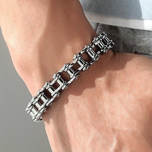 Bike Chain Bracelet Stainless Steel Etsy