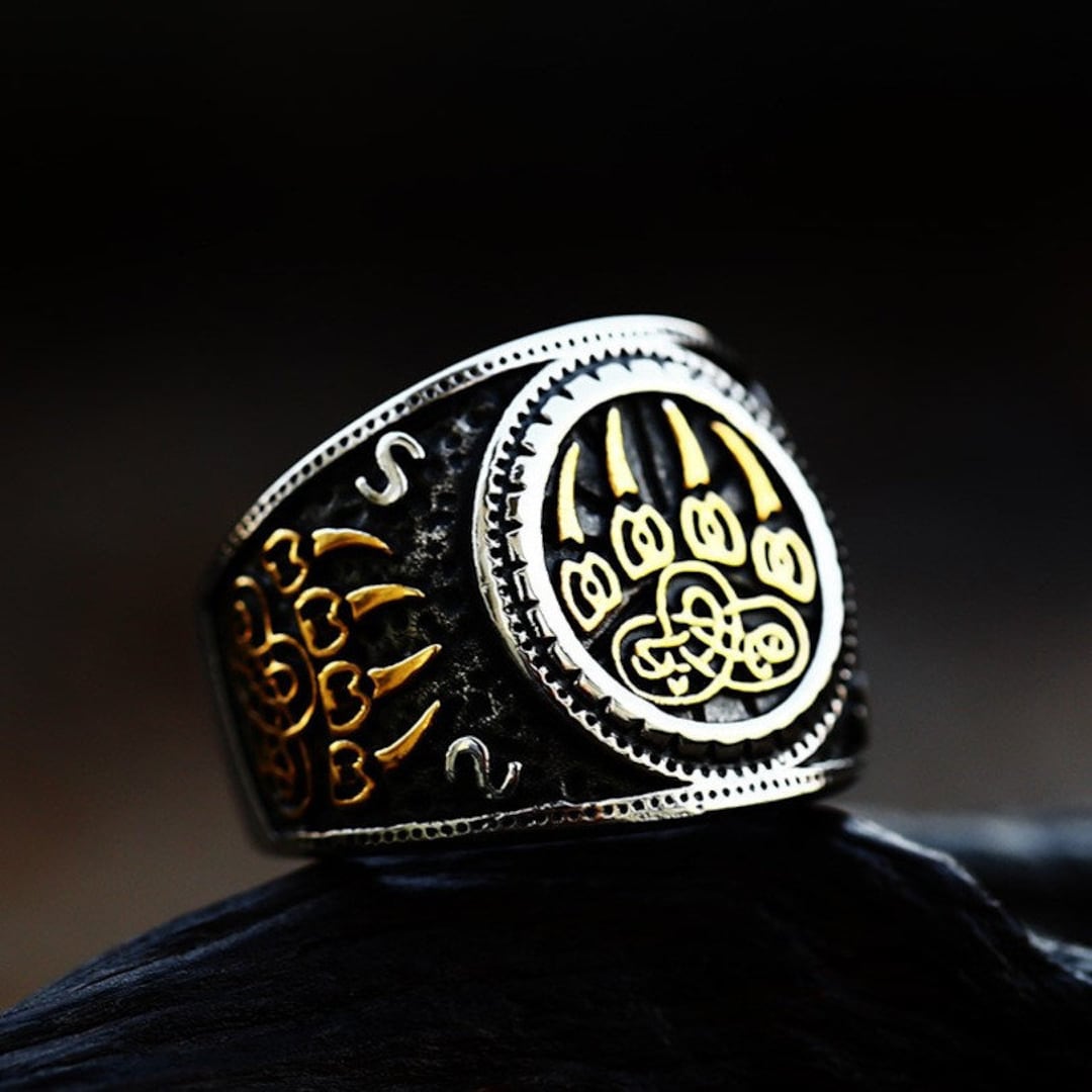 Celtic Viking Bear Paw Ring for Men, Norse Scandinavian Ring - Etsy