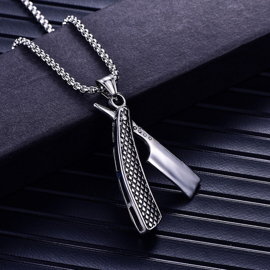 Straight Razor Necklace, Stainless Steel Razor Pendant Necklace Etsy