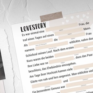 Hochzeitsspiel Mad Libs Lovestory Creme DIGITALE DATEI mit Sofort-Download zum SELBSTAUSDRUCKEN Bild 9