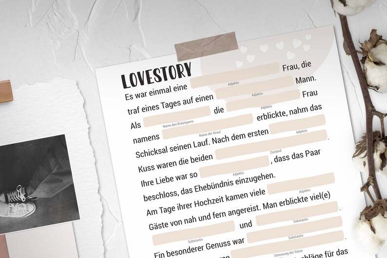 Hochzeitsspiel Mad Libs Lovestory Creme DIGITALE DATEI mit Sofort-Download zum SELBSTAUSDRUCKEN Bild 9