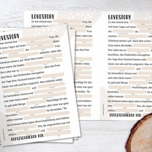 Hochzeitsspiel Mad Libs Lovestory Creme DIGITALE DATEI mit Sofort-Download zum SELBSTAUSDRUCKEN Bild 3