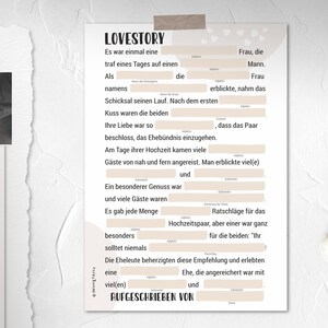 Hochzeitsspiel Mad Libs Lovestory Creme DIGITALE DATEI mit Sofort-Download zum SELBSTAUSDRUCKEN Bild 8