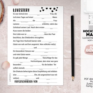 Hochzeitsspiel Mad Libs &quot;Lovestory&quot; Uni | DIGITALE DATEI mit Sofort-Download zum SELBSTAUSDRUCKEN |