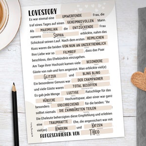 Hochzeitsspiel Mad Libs Lovestory Creme DIGITALE DATEI mit Sofort-Download zum SELBSTAUSDRUCKEN Bild 4