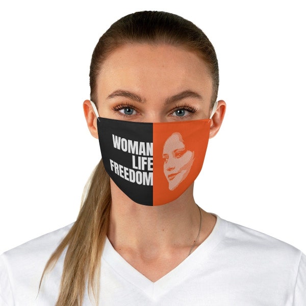 Black & Orange Fabric Face Mask - Zan Zendegi Azadi, Woman Life Freedom (Protest for Mahsa Amini and Liberty) Jin Jian #mahsaamini