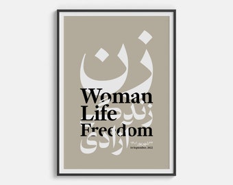Zan Zendegi Azadi, Woman Life Freedom - Women Movement in Iran - 5 Sizes (23" x 33" | 26" x 33" | 25" x 33" | 24" x 36" | 33" x 33")