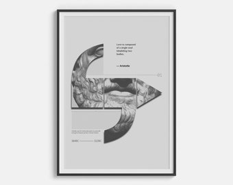 Aristotel quote about love - Minimal Typography of Love (Black and White Digital Print Wall Art for Home Decor)