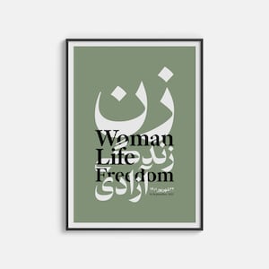 8" by 10 " - Minimal Zan Zendegi Azadi (Frau Leben Freiheit) Slogan der jüngsten Bewegung von iranischen Frauen - 5 Farben