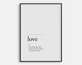 Love - Minimal Typography of Love (Black and White Digital Print Wall Art for Home Decor)