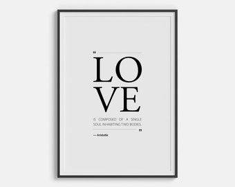 Love - Minimal Typography of Love (Black and White Digital Print Wall Art for Home Decor)