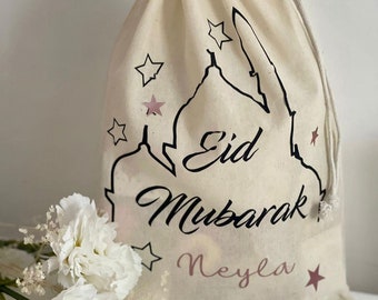 Cadeau Eid/ sac cadeau Eid/ cadeau Aid/ pochon cadeau/ sac personnalisé / sac Eid/ Eid mubarak/ Aïd mubarak/ cadeau personnalisée prénom/
