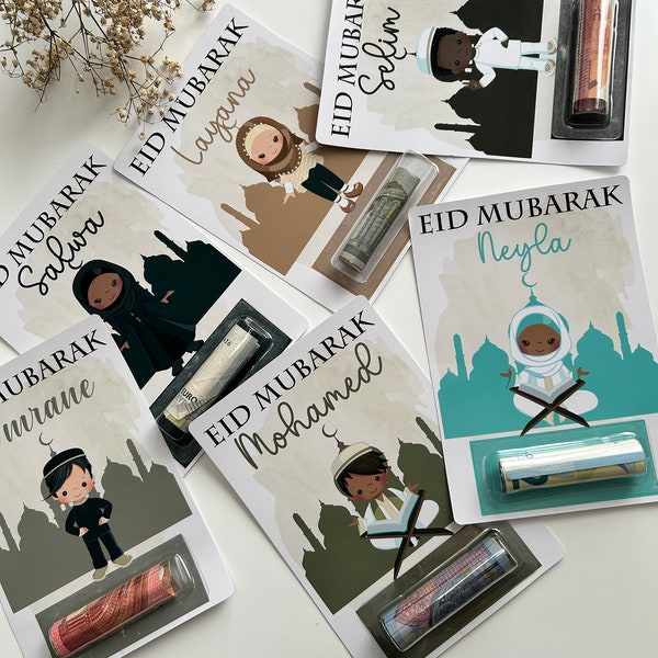 Carte cadeau Eid/ Money card/ cadeau Eid/ cadeau enfants Eid/ carte cadeau personnalisée/ ramadan mubarak/ Eid mubarak/ fête de la Eid / eid