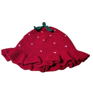 Crochet Strawberry Bucket Hat.  Medium to XXX-Large sizes
