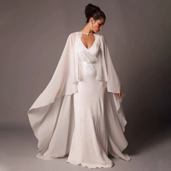 Rose Coral Chiffon Cape