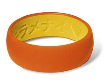 Reversible Japanese Silicone Ring for Men Promise Band (Orange and Yellow) by SnackManJapan