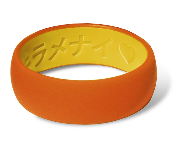 Reversible Japanese Silicone Ring for Men Promise Band (Orange and Yellow) by SnackManJapan