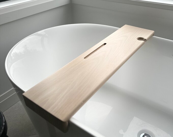 Custom Oak Bath Tray, Real Wood Bath Caddy, Bathtub Caddy Wood, Real ...