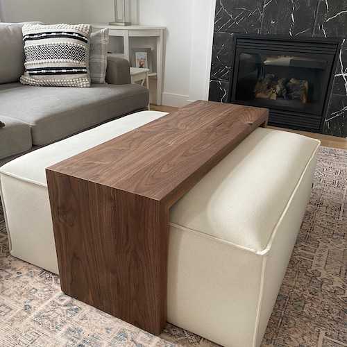 Ottoman Coffee Table on Wheels Walnut Custom Ottoman Tray Etsy