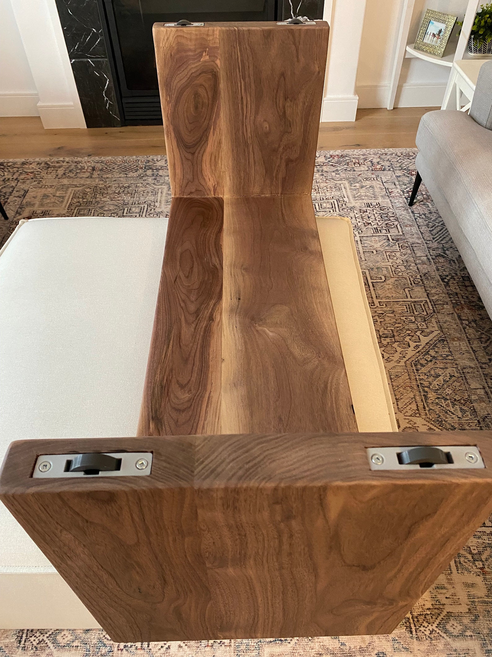 Ottoman Coffee Table on Wheels Custom Ottoman Tray Solid Etsy