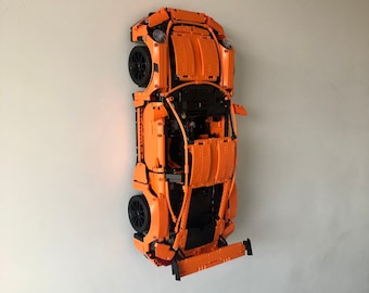 Uchwyt ścienny Lego Technic Porsche GT3 RS 42056 | Pionowy uchwyt ścienny do supersamochodów Technic | Wyświetlacz ścienny Lego Technic | Samochody Lego w skali 1/8