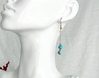 Pendientes Serenata Azul / Pendientes colgantes de turquesa azul y oro