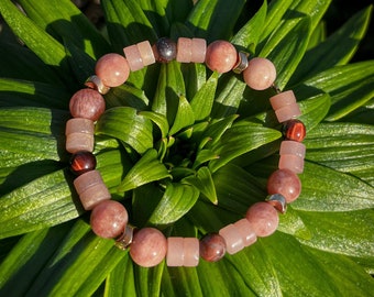 Hannah | Sunstone and Red Tiger-eye Crystal Bracelet