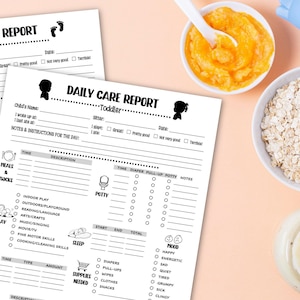Daily Care Report, Babysitter Daily Care Form, Nanny Notes, Babysitter Notes, Childcare, Babysitter Notes, Baby or Toddler, Digital Download