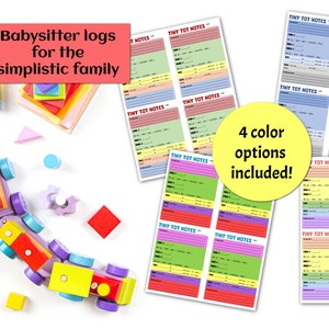 Tiny Tot Notes - シンプルで基本的な育児記録、ベビーシッター・ナニーレポート、幼児の毎日の記録、性別を問わないオプション、食事、昼寝、デジタル PDF