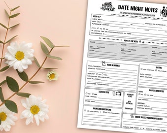 Date Night Notes Style 1, Babysitter Notes, Babysitter Instructions, Parents Night Out, Nanny Instructions, Babysitter Log, Digital Download