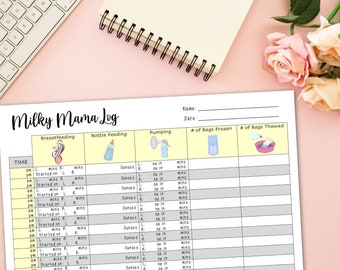Breastfeeding & Pumping Log, Milky Mama Log, Frozen Breastmilk Log, Bottle Feeding Log, Instant Download, Maternity, Mom, Digital PDF File