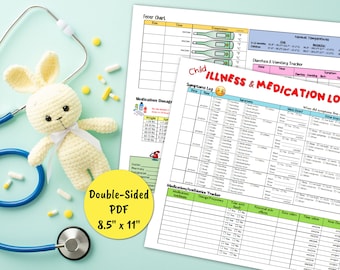 Child Sickness Log, Baby Illness Tracker, Medications Log, Antibiotics Chart, Sick Child Infant Log, Med Tracker, Instant Digital PDF File