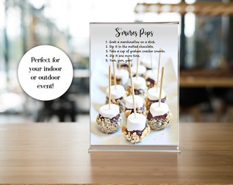 S'mores Pops Instructions Sign, Party Sign, Birthday Party Sign, S'mores Birthday, S'mores Party, DIY S'mores Pops Sign, Digital PDF File