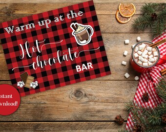 Hot Chocolate Bar Sign, Party Sign, Party Flier, Birthday Party Sign, Winter Party Sign, Hot Chocolate Bar, Digital PDF File