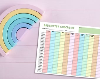 Babysitter Checklist, Babysitter Nanny Report, Baby Activity Log, Childcare, Giraffe & Lion Theme, Customized Personalized, Digital PDF File