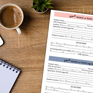 Bundle of 4 Accident or Injury Reports, Daycare, Preschool, School or Home Injury Report, First Aid Report, Ouch Report, Digital PDF File