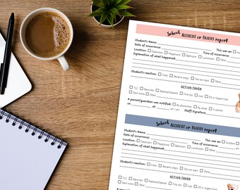 Bundle of 4 Accident or Injury Reports, Daycare, Preschool, School or Home Injury Report, First Aid Report, Ouch Report, Digital PDF File