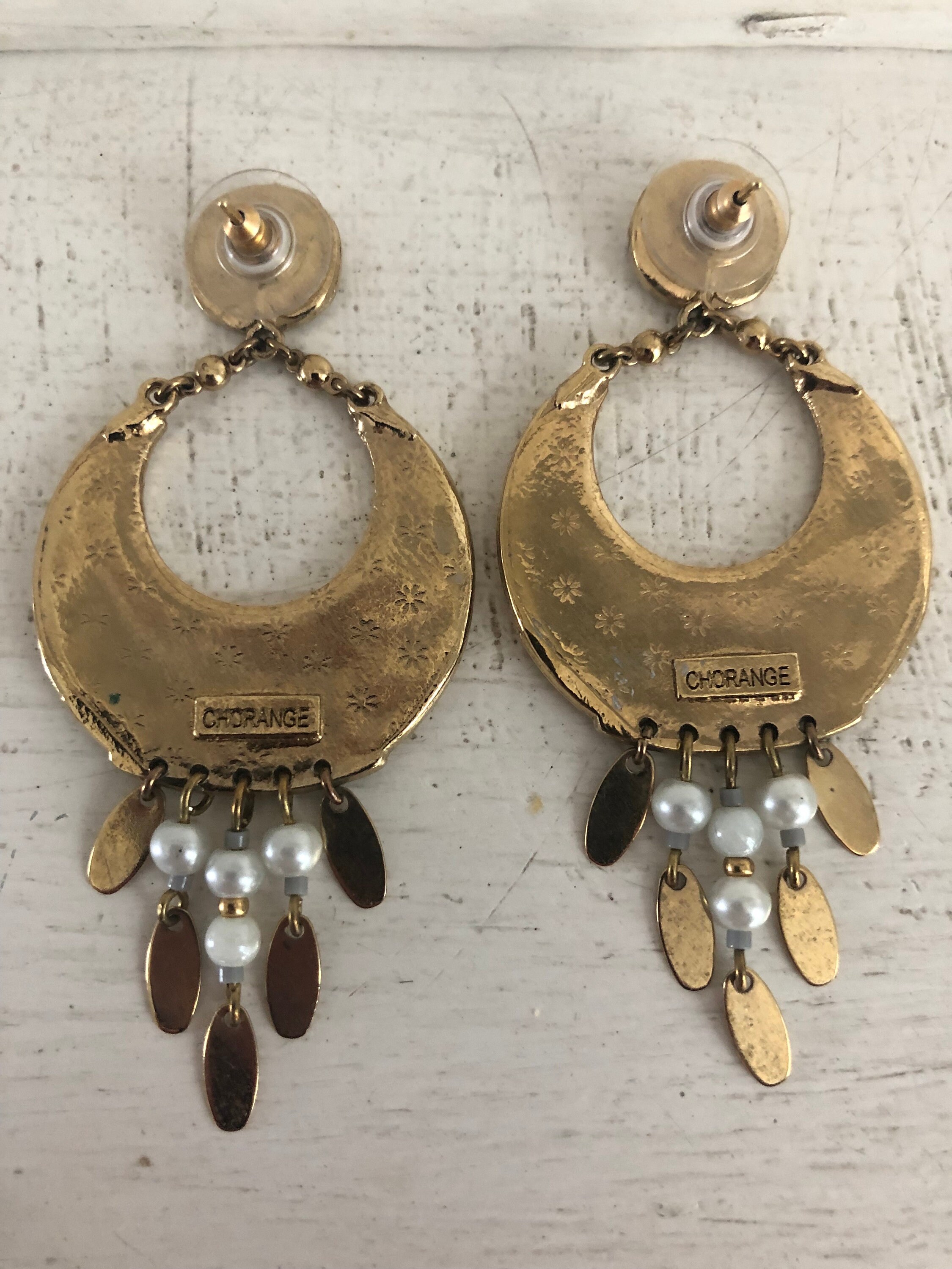 Boucles D'oreilles Dormeuses Vintage Chorange Paris - Alliage Argenté - Occasion