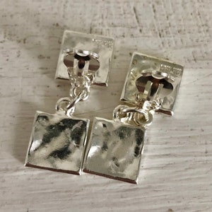 Biche de Bere: square silver and hammered earrings, vintage but new from the famous French designer Nelly Biche de Bere image 4
