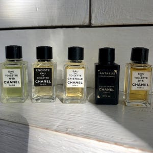 Chanel: set of 5 Chanel eau de toilette miniatures, perfume miniature collection, Chanel perfume, mini perfume bottles, collection