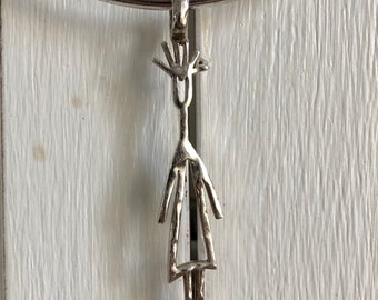 Rare: vintage silver rigid necklace with a character pendant from the famous French designer Nelly Biche de Bere, gift for her