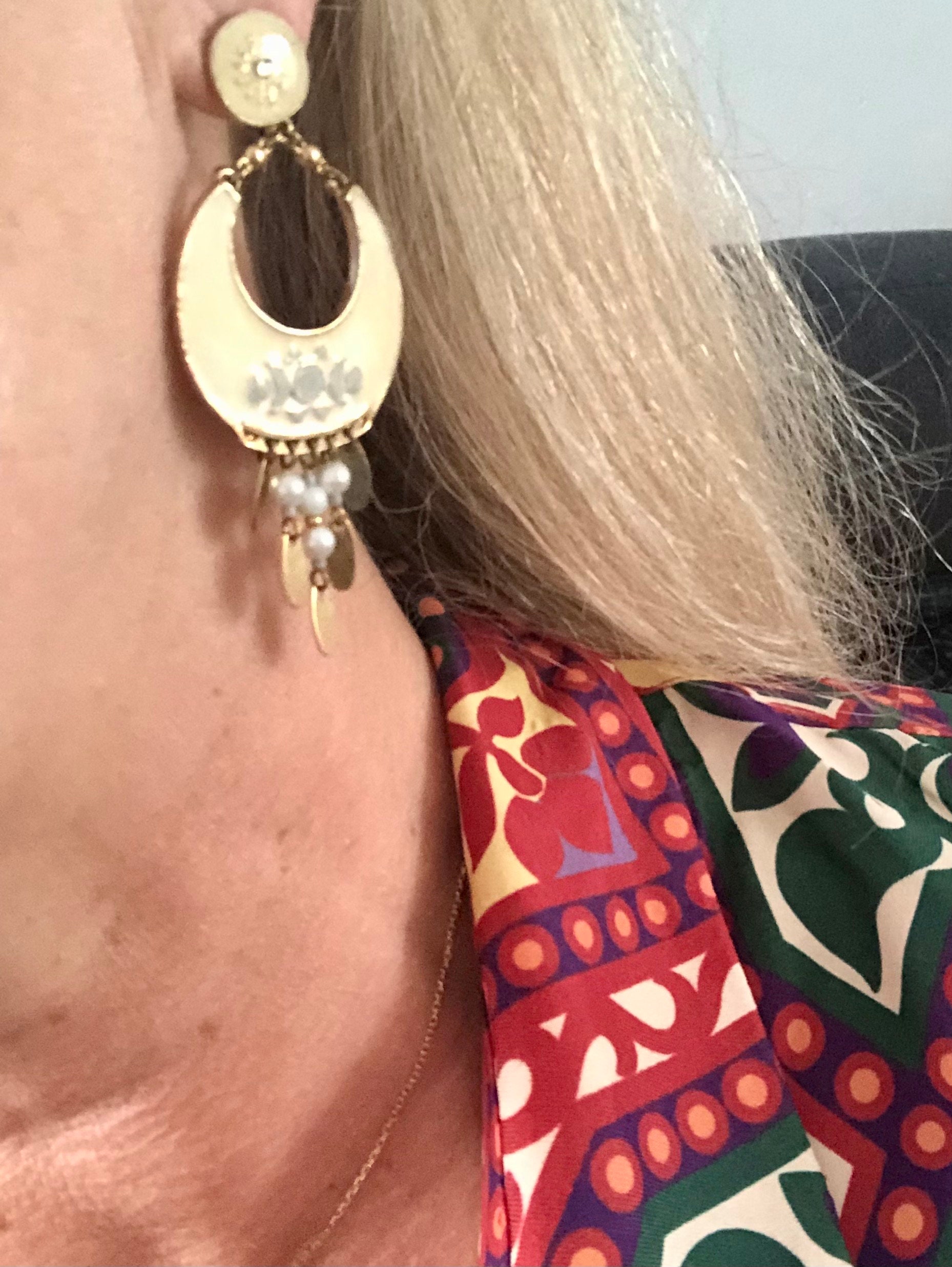 Boucles D’oreilles Dormeuses Vintage – Marque Chorange Paris, Couleur Argenté, Alliage (occasion)