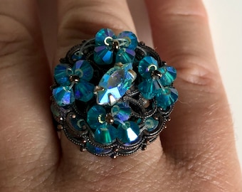 Beautiful blue and bronze ring vintage style, handmade ring, unique ring, unique creation, very nice gift woman, gift for her