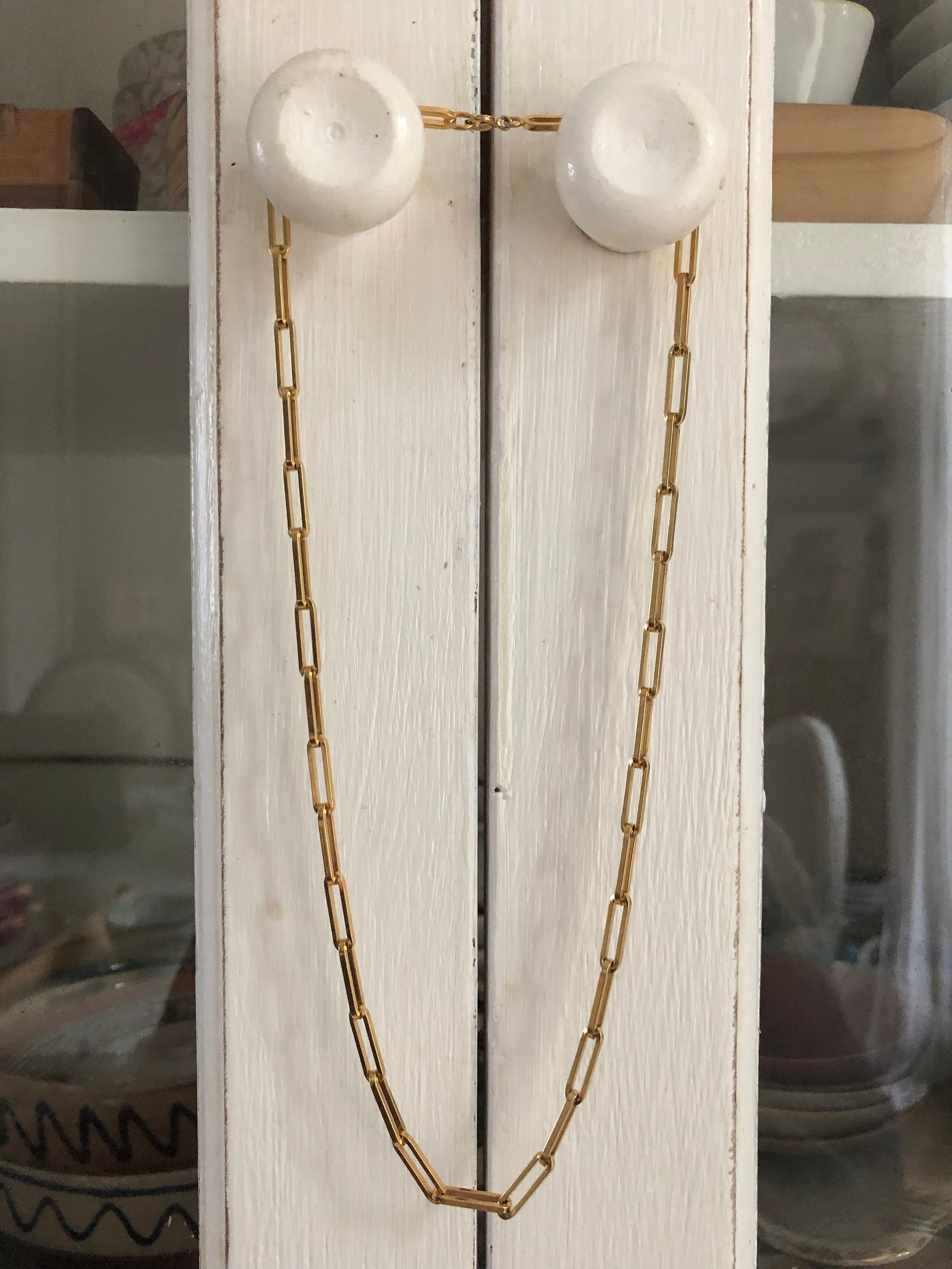 Collier Vintage Plaqué Or – Maille Lourde 44 Cm X 7 Mm – Poinçonné – Occasion