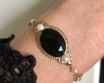 Bracelet Manchette Vintage Nelly Biche De Bere - Bronze Doré, Style Moderniste - Pièce Rare Et Gros Modèle